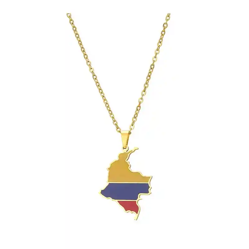 Collar Cadena Dije Colombia Para Mujer Hombre En Acero