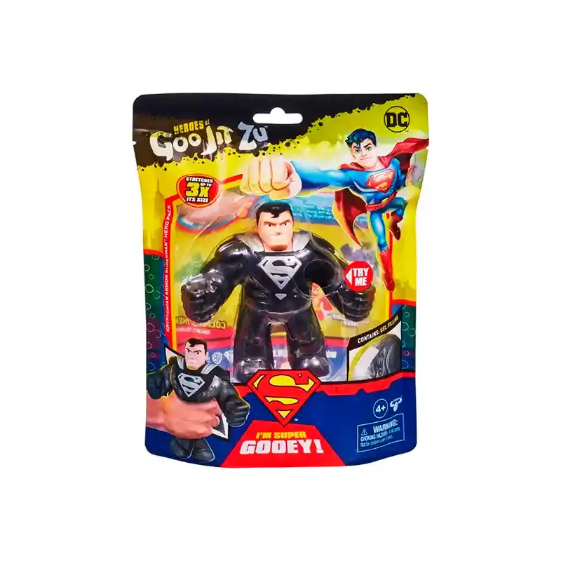 Goo Jit Zu Minis Dc Superman Negro Con Traje Gris Kryptonian Steel