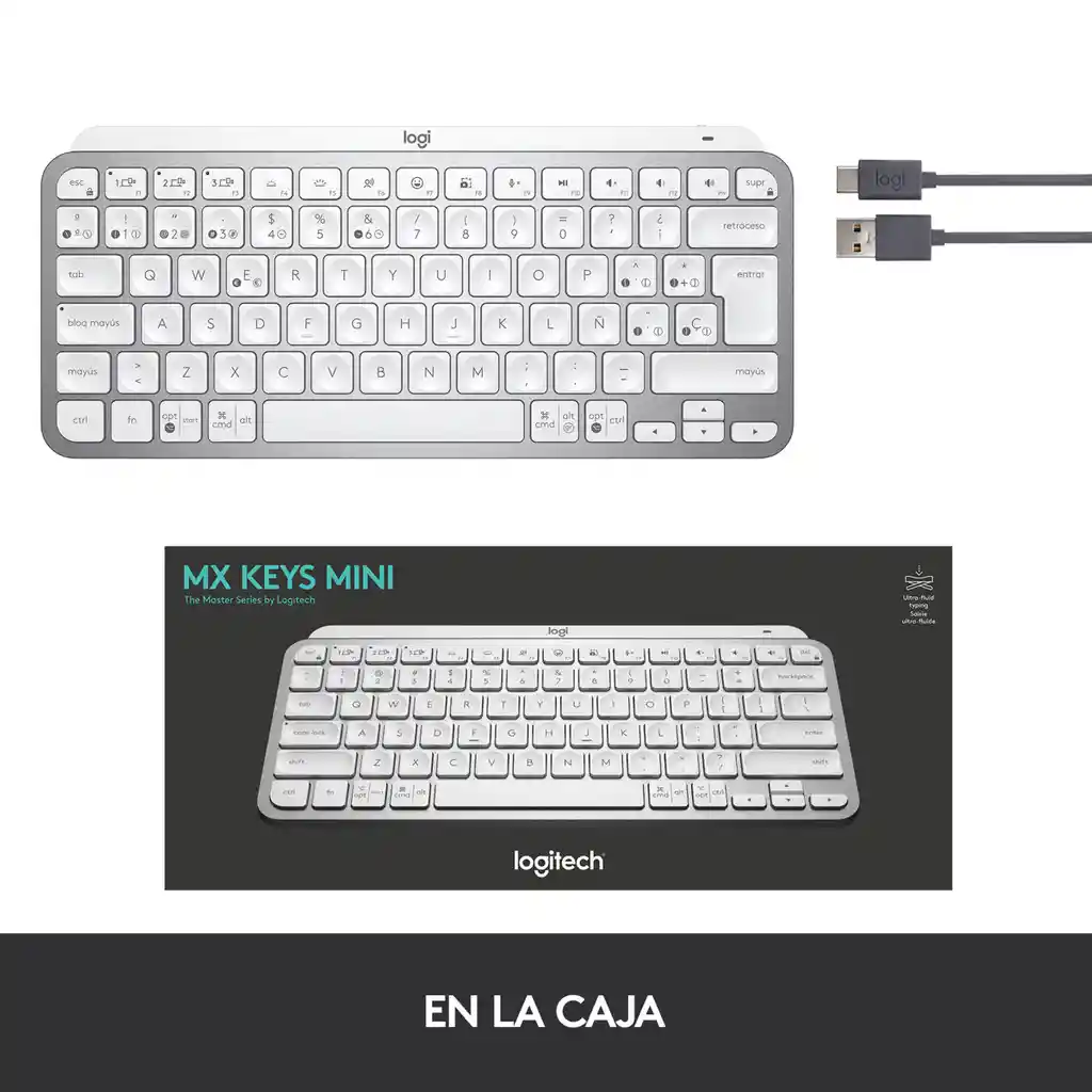 Teclado Avanzado Logitech Mx Keys Mini Iluminado Recargable Gris