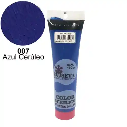 Roseta Pasta Acrilica - 100cc, Azul Ceruleo 007