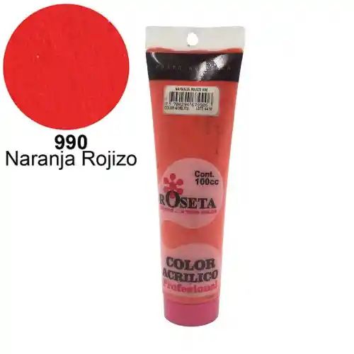 Roseta Pasta Acrilica - 100cc, Naranja Rojizo 990