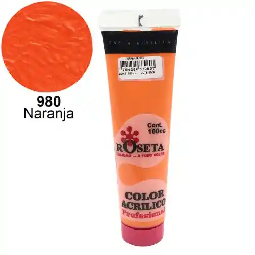 Roseta Pasta Acrilica - 100cc, Naranja