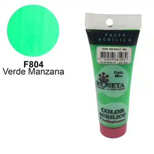 Roseta Pasta Acrilica - 45cc, Verde Manzana Fluorescente 804