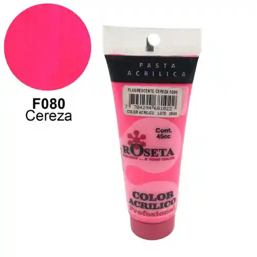 Roseta Pasta Acrilica - 45cc, Cereza Fluorescente F080