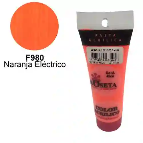 Roseta Pasta Acrilica - 45cc, Naranja Electrico Fluroscente 980