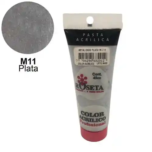 Roseta Pasta Acrilica - 45cc, Plata Metalizado M11