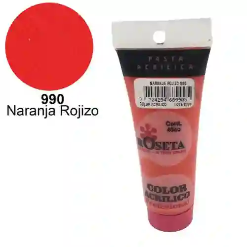 Roseta Pasta Acrilica - 45cc, Naranja Rojizo 990