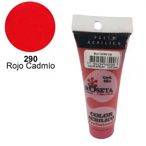 Roseta Pasta Acrilica - 45cc, Rojo Cadmio 290