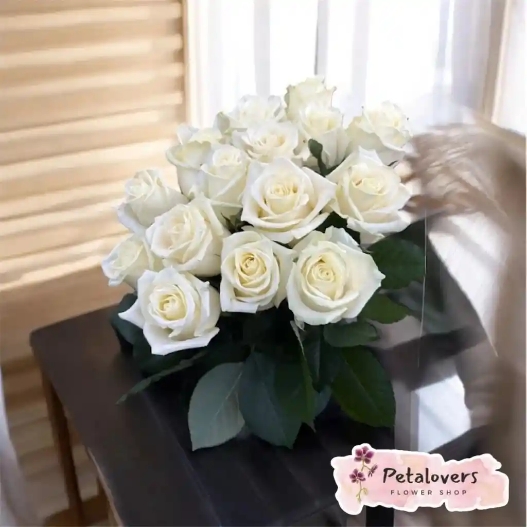 Ramo Bouquet De 15 Rosas Blancas