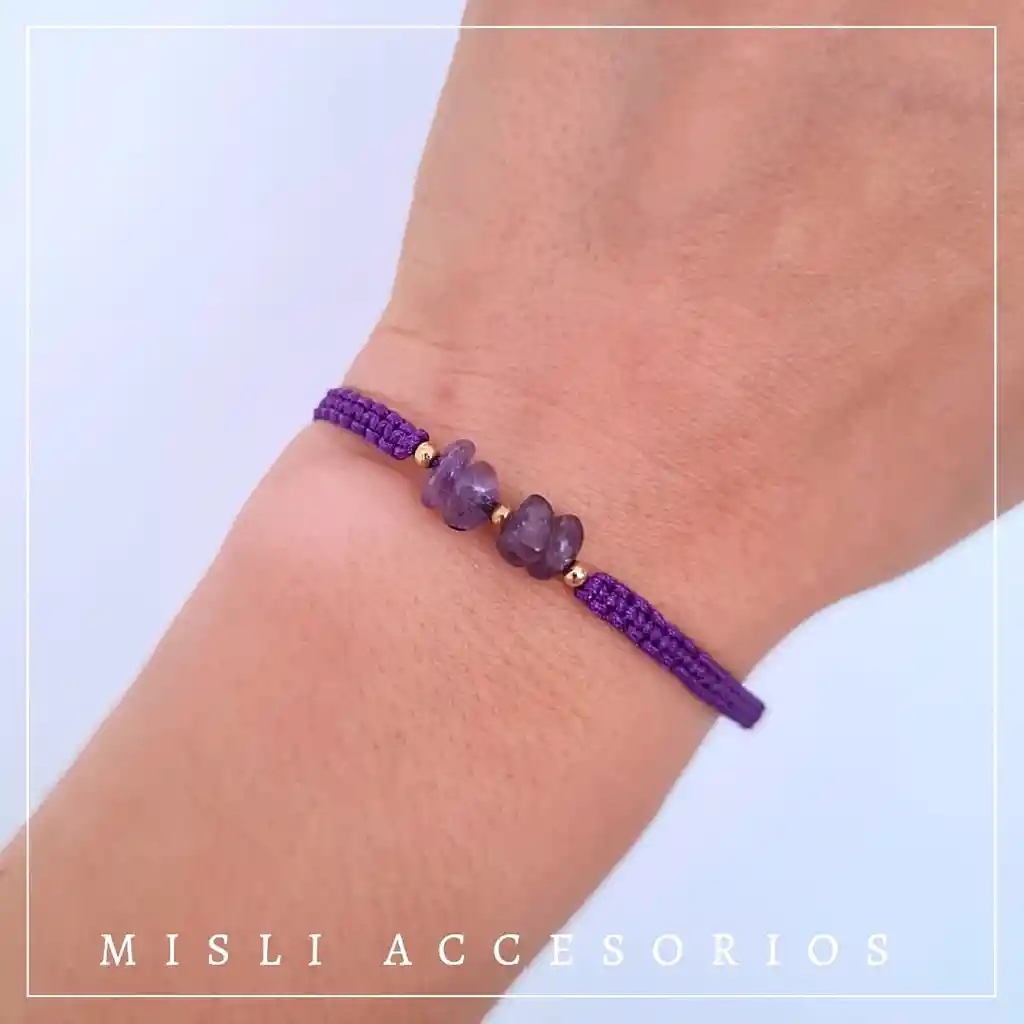 Pulsera Tejida Con Piedras Naturales Manillas Con Significado