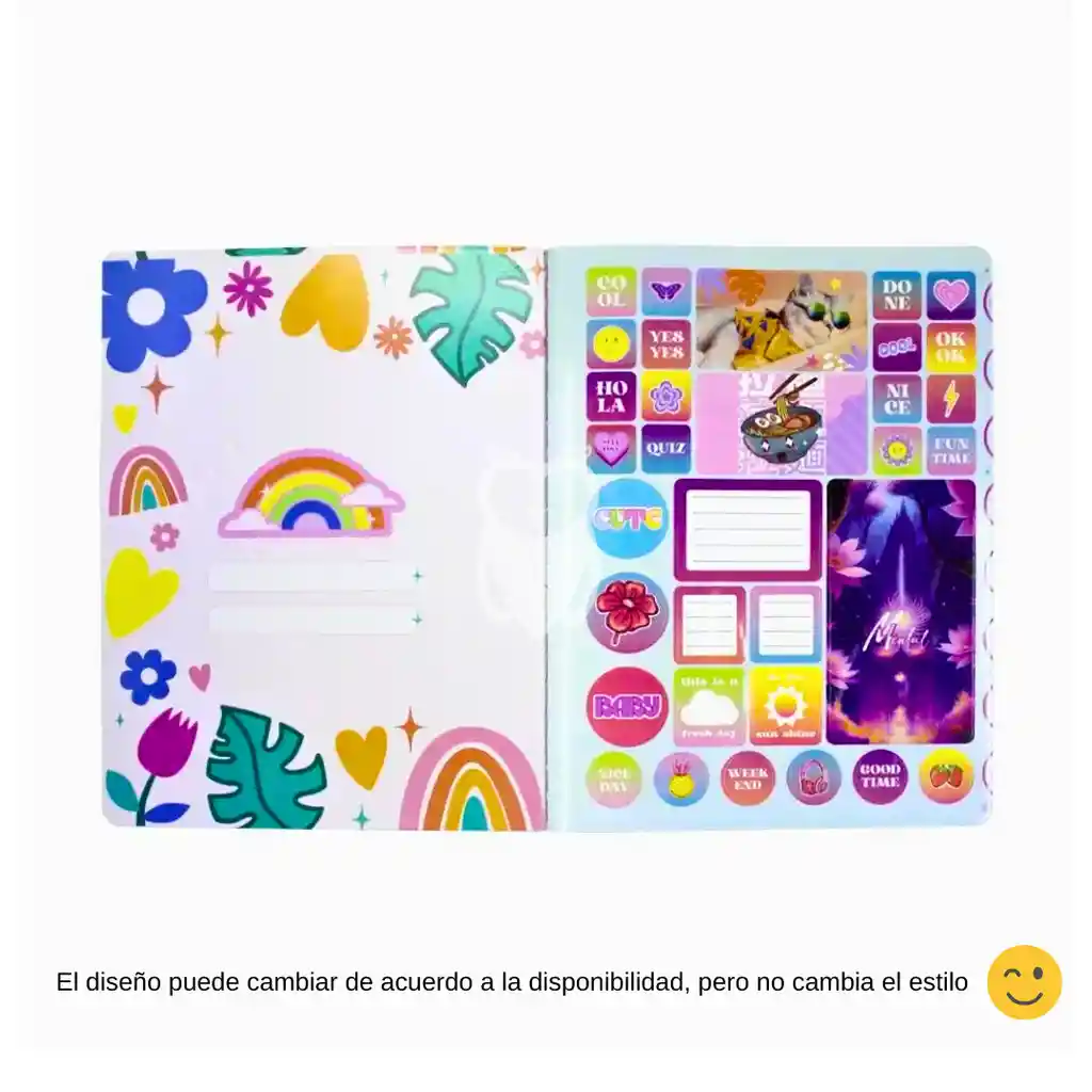 Cuaderno Cosido Rayado Norma Femenino Con Stickers