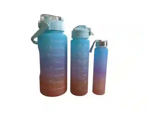 Set De 3 Termos Botella De Agua Botilo Motivacional X3