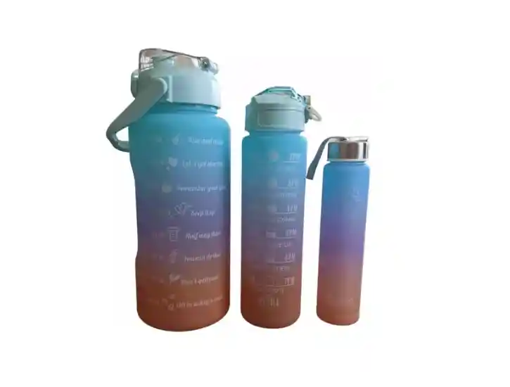 Set De 3 Termos Botella De Agua Botilo Motivacional X3