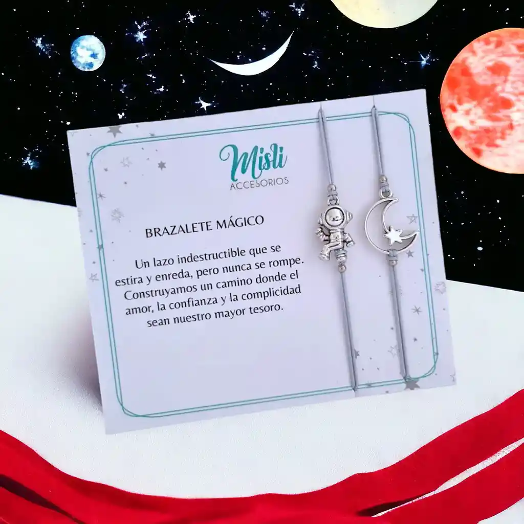 Set Pulseras Astronauta Y Luna Para Compartir