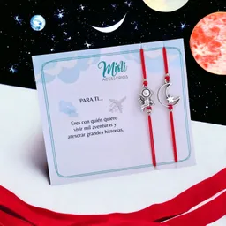 Set Pulseras Astronauta Y Luna Para Compartir