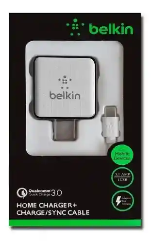 Cargador Micro Usb Carga Rápida Belkin 3.0 Tipo C