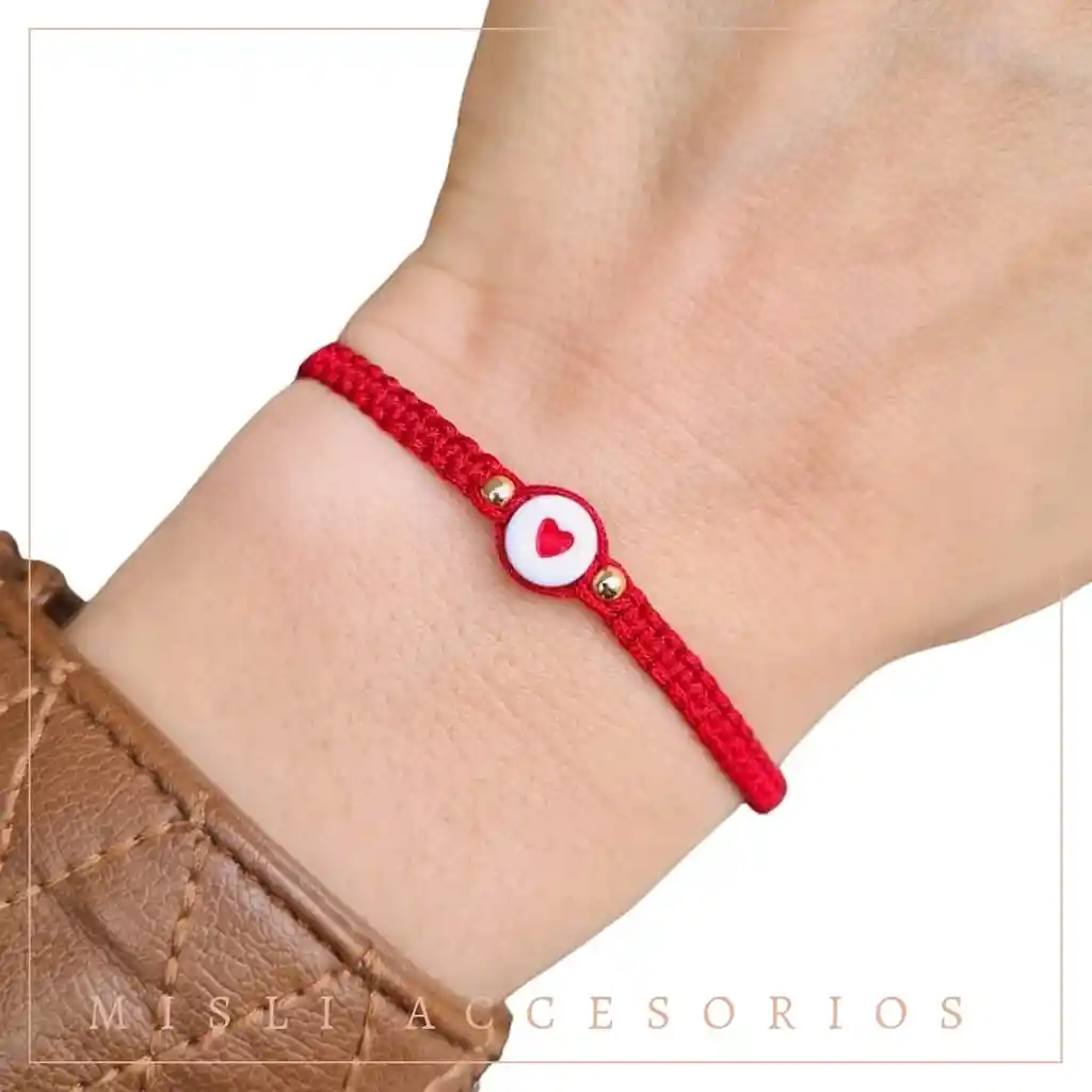 Set Pulseras Tejidas Parejas Dije Corazón Para Compartir