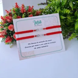 Set Pulseras Tejidas Para Compartir Dije Infinito