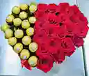 Caja Corazón, Rosas Con Chocolates