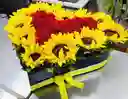 Caja De Corazón Con Girasoles