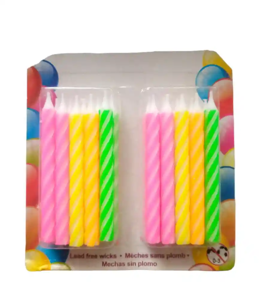 20 Velas Espiral Color Neon Ideal Para Pastel De Cumpleaños