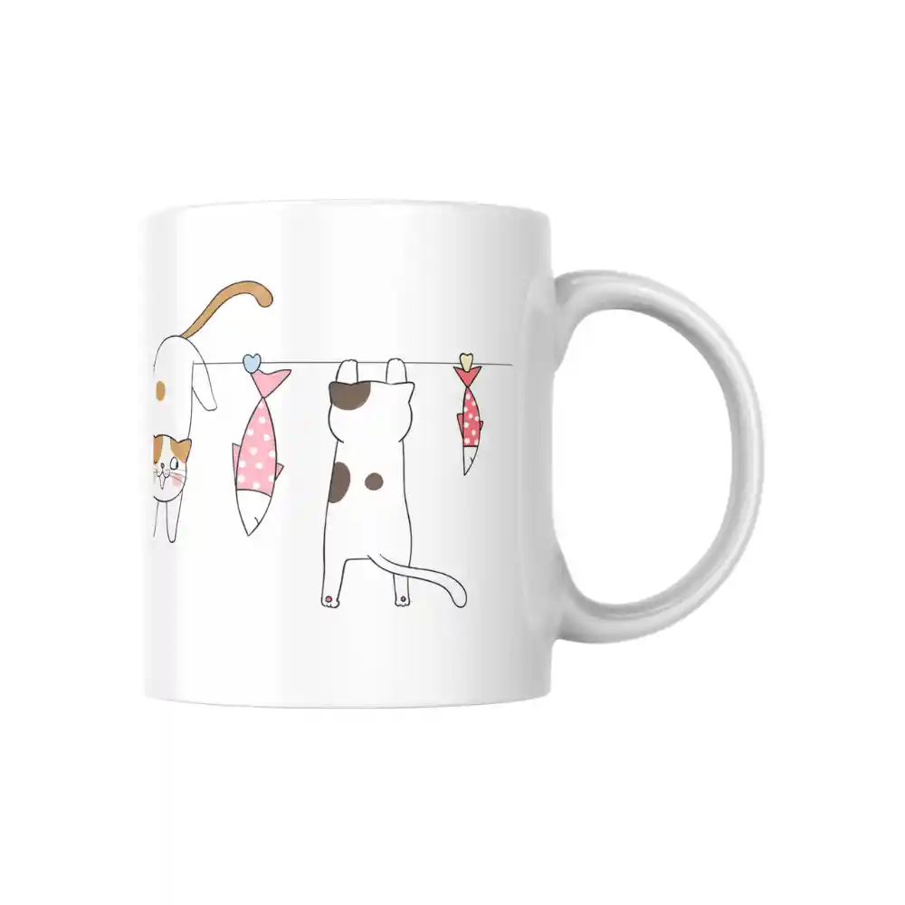 Mug Gatos En El Tendedero 11 Oz.