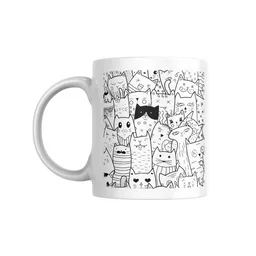 Mug Collage Gatos Blanco Y Negro 11 Oz,