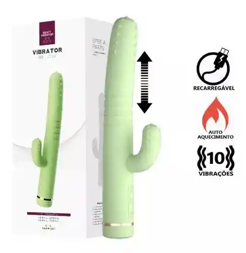 Cactus Vibrador Doble Estimulación Térmico Con Empuje Recargable