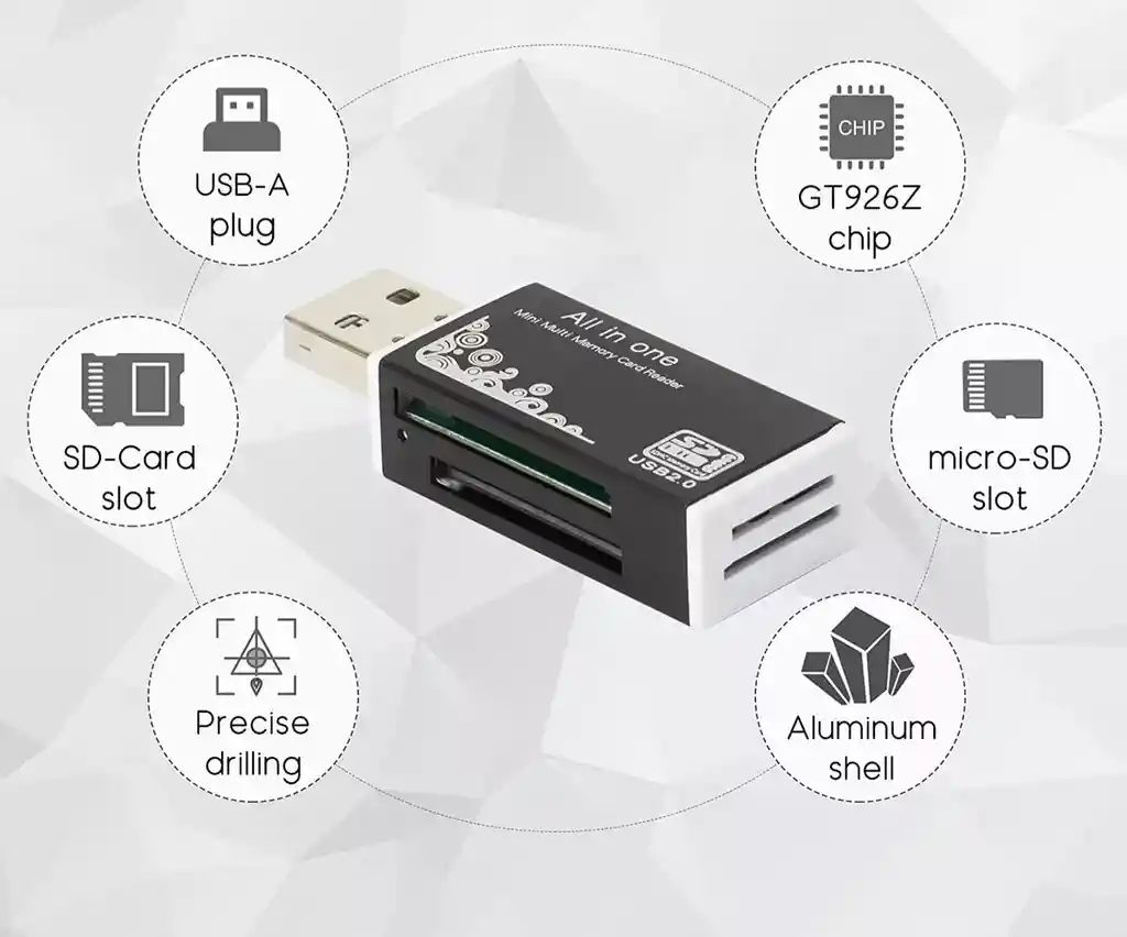 Lector Adaptador Usb 2.0 Portátil Micro Sd Y Sdhc Lector De Tarjetas De Memoria Escritor Flash Drive