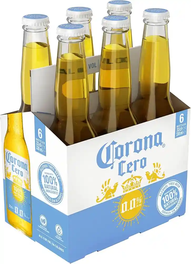 6 Cervezas Corona Sin Alcohol 330 Ml Botella Vidrio