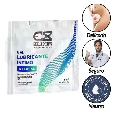 Gel Lubricante Intimo X2 Unidades Natural Base Agua En Sachet 5ml Elixir