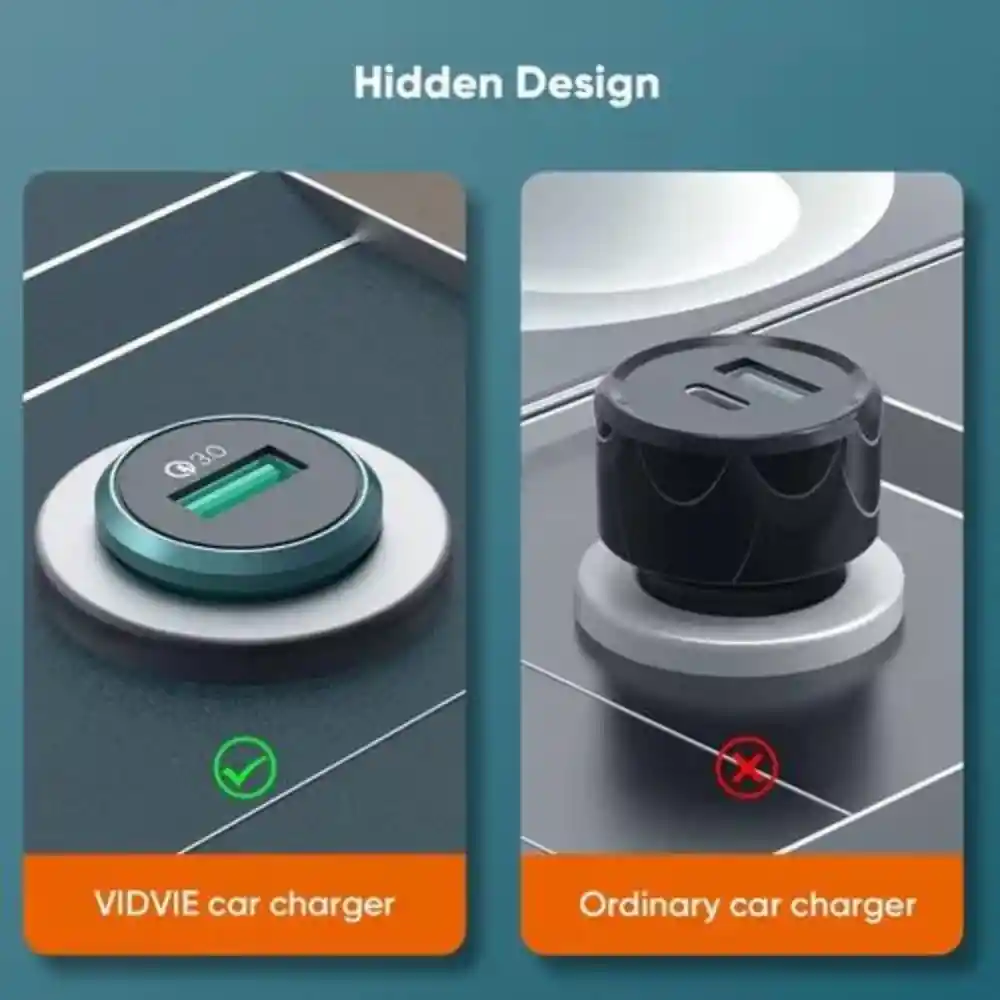 Cargador Carro Cigarrera 3 A Carga Rápida 18w Vidvie Cc520 + Cable Usb Tipo C