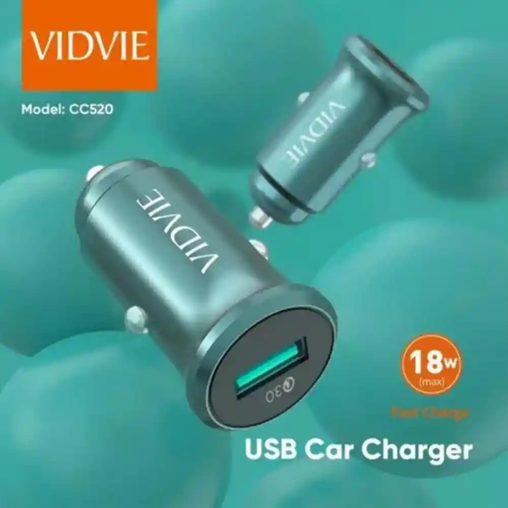 Cargador Carro Cigarrera 3 A Carga Rápida 18w Vidvie Cc520 + Cable Usb Tipo C