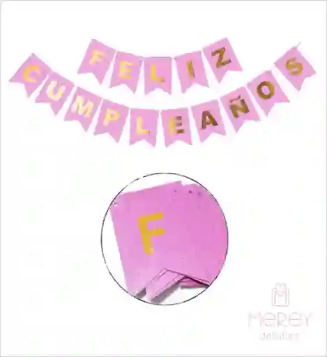 Banderin Feliz Cumpleaños Rosado Chicle