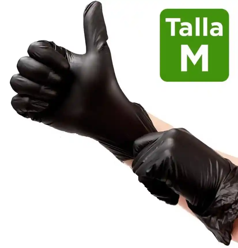 Guantes De Nitrilo 2 Pares Talla M Desechables Color Negro