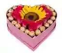 Flores De Girasol Y Rosas Rosadas Con Chocolates