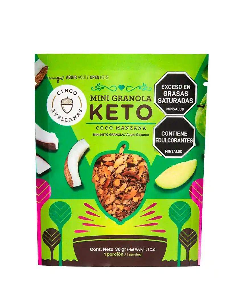 Granola Keto Coco Manzana Cinco Avellanas 30 Gr