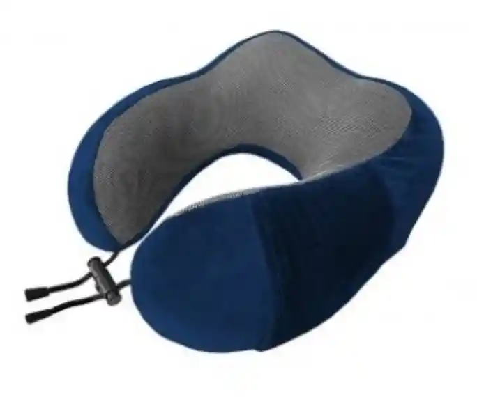 Almohada Viajera Memory Foam Caucho Ajustable Color Azul Oscuro