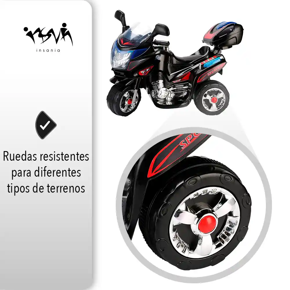 Moto Eléctrica Recargable Color Negro Para Niños