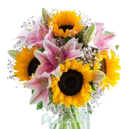 Ramo De Girasol Con Lirios Rosados
