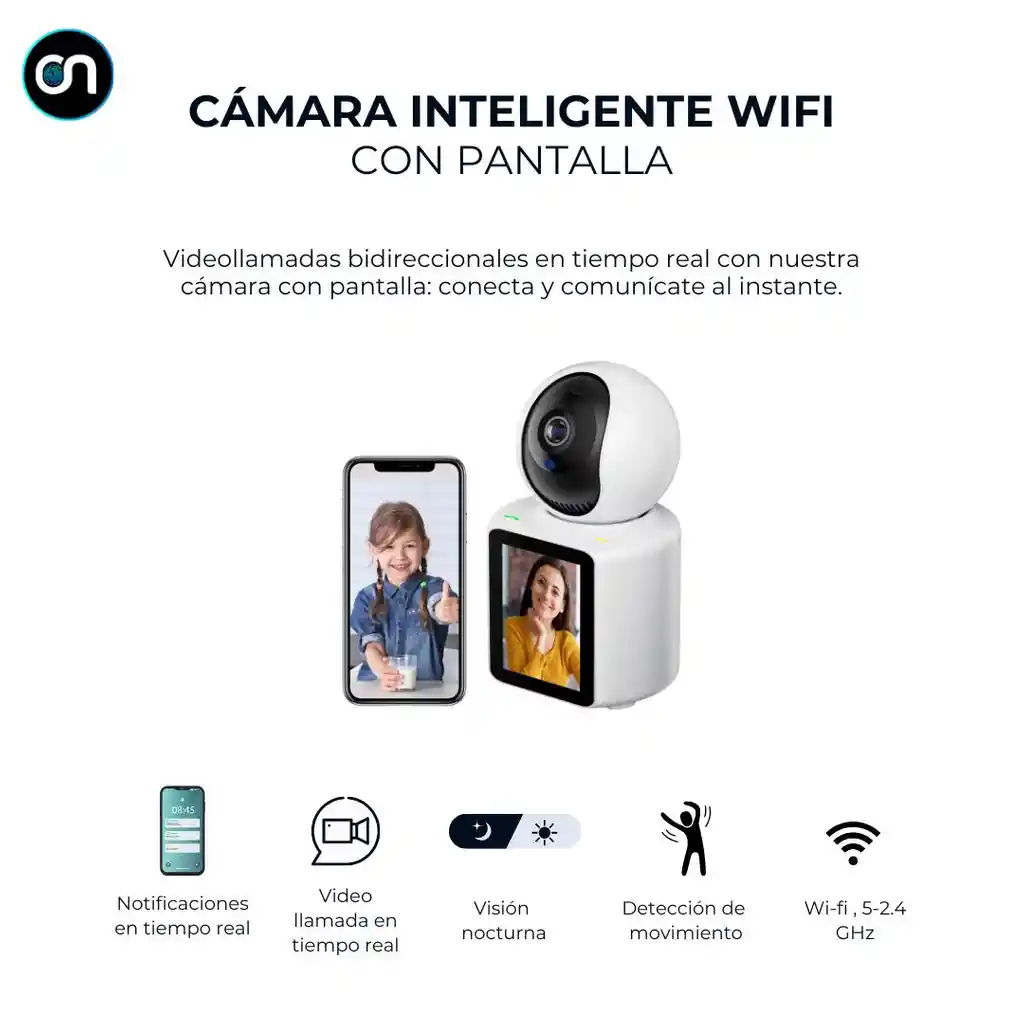 Cámara Inteligente Wifi 360 Con Pantalla Y Videollamada