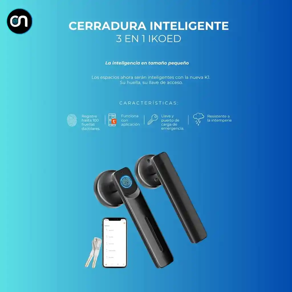 Cerradura Chapa Cerrojo Inteligente Huella App 3 En 1 Ikoed