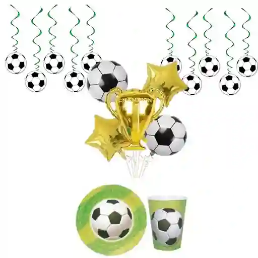 Kit Decoración Futbol Globos Y Guirnaldas Fiesta Cumpleaños