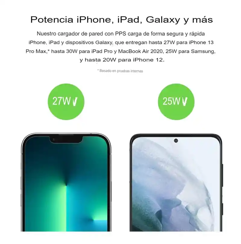 Cargador Belkin 30w Usb-c Carga Rápida Para Apple Smartphone