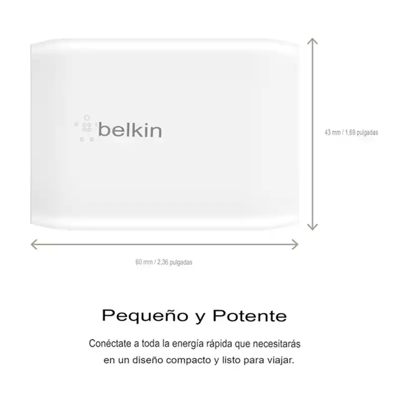Cargador Belkin 30w Usb-c Carga Rápida Para Apple Smartphone