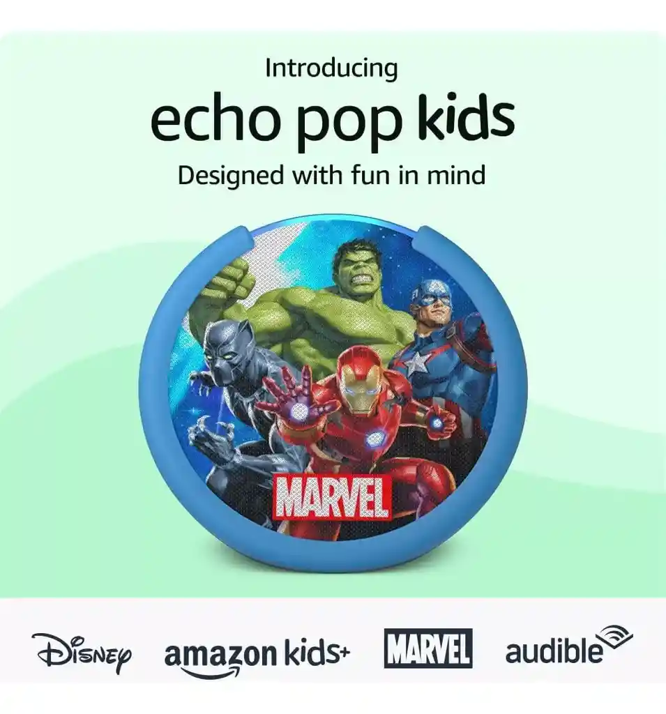 Amazon Echo Pop Kids Marvel- Con Alexa - Super Precio Color Marvel Azul