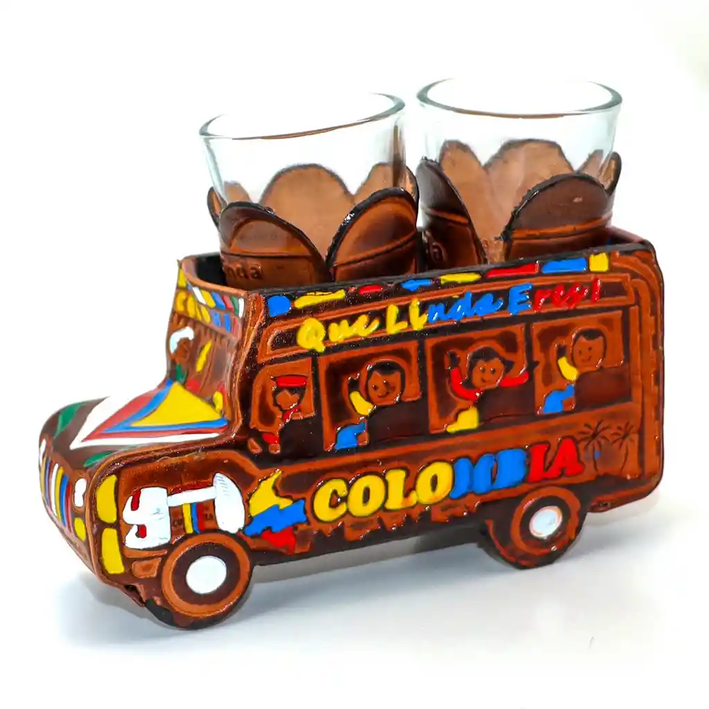 Bus Chiva Colombiana Vasos De Cristal Artesania