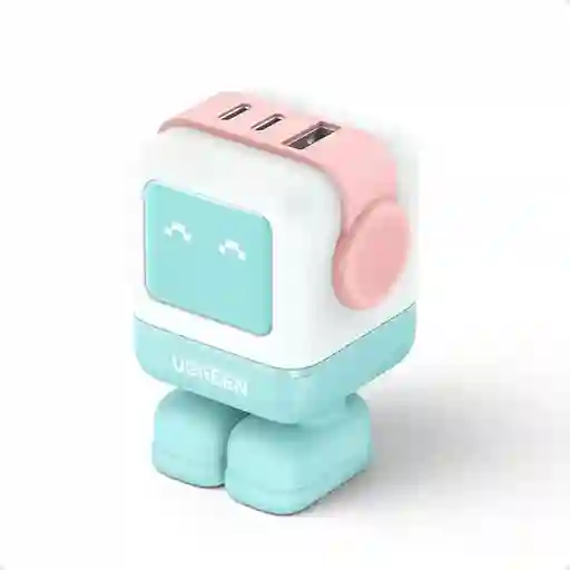 Cargador Ugreen Usb C Rg De 65w Robot Con 3 Puertos Azul R