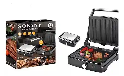 Asador Parrilla Eléctrica 2000w Color Plateado Sokany