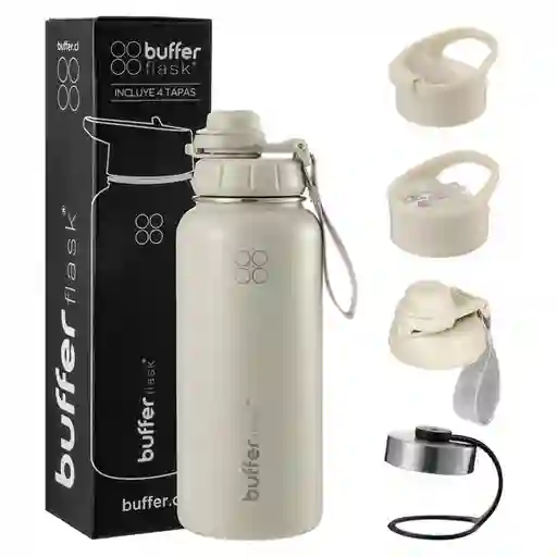 Termo Botella Agua Termica Inoxidable Buffer + 4 Tapas